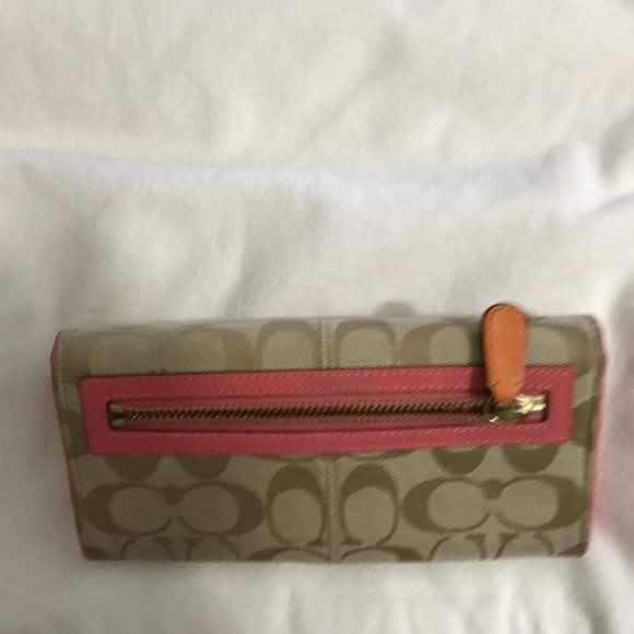 Colorful Coach Wallet - Logo Fabric with Pink and Orange - EUC - Picture 2 of 4
